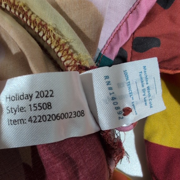 Marine Layer Floral Ruffle Tiered Mini Dress Tencel Burgundy Medium - Picture 9 of 13